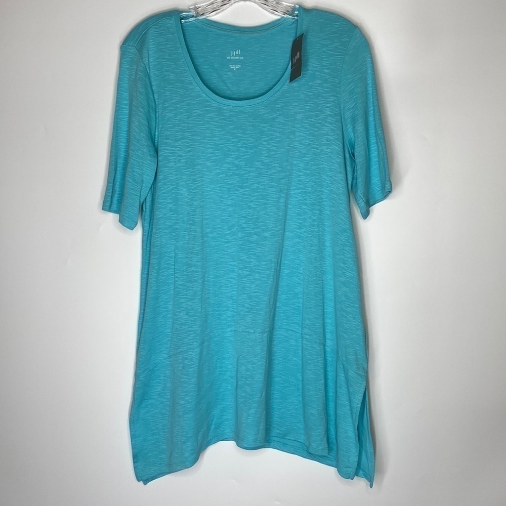 J.Jill Pima Dipped Hem Tunic Shirt Capri Blue Size Medium NWT